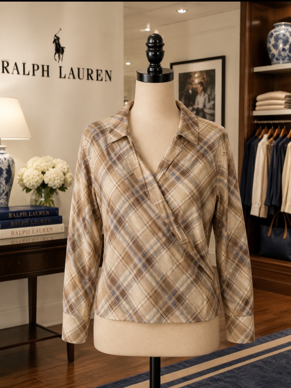 Ralph Lauren plaid wrap top 2x